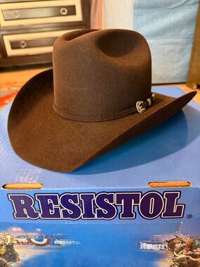 Stetson Dark Brown Felt Cowboy Hat with Silver Buckle